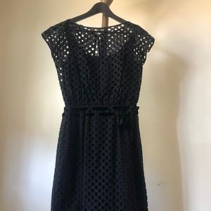 VINTAGE 1950s Pat Hartly Eyelet Overlay Dress